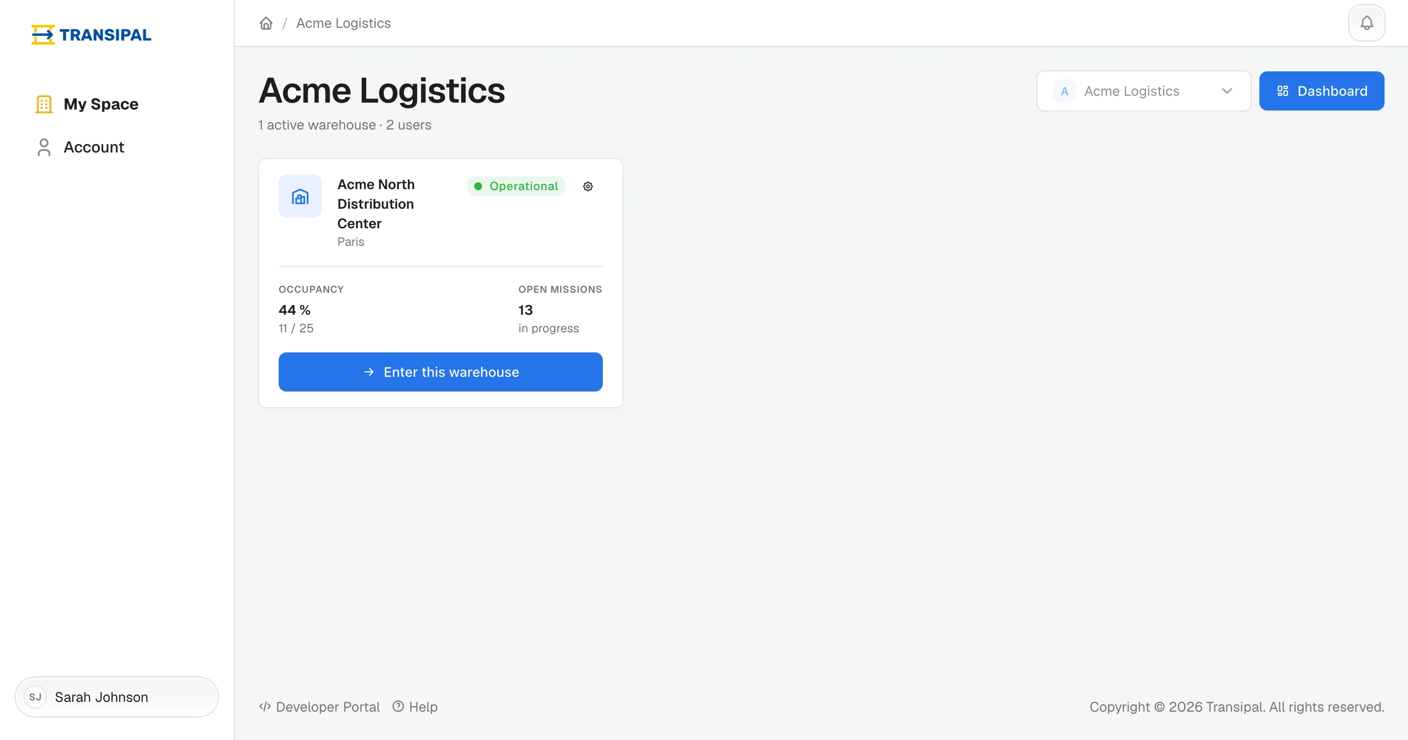 The list of your warehouses